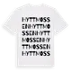White t-shirt med Hyttmossen ordlek t-shirt
