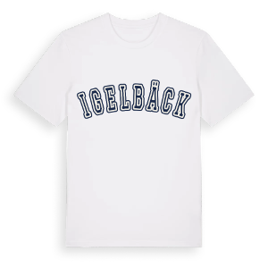 Igelbäck college t-shirt – ekologisk bomull t-shirt från Pinshirt