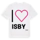 White t-shirt med Jag älskar Isby t-shirt stort tryck