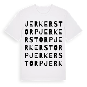 Jerkerstorp ordlek t-shirt – ekologisk bomull t-shirt från Pinshirt