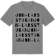 Mid Heather Gray t-shirt med Jon-Larsstugan ordlek t-shirt