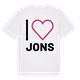 White t-shirt med Jag älskar Jons t-shirt stort tryck
