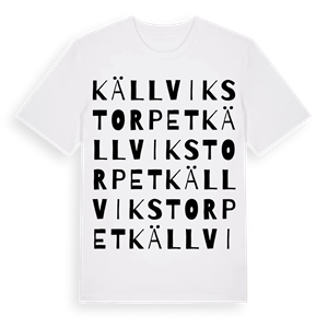 Källvikstorpet ordlek t-shirt – ekologisk bomull t-shirt från Pinshirt