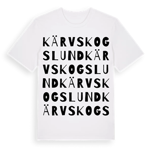 Kärvskogslund ordlek t-shirt – ekologisk bomull t-shirt från Pinshirt