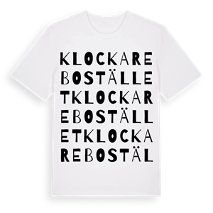 Klockarebostället ordlek t-shirt – ekologisk bomull t-shirt från Pinshirt