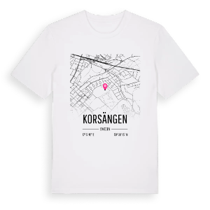 Korsängen karta t-shirt – ekologisk bomull t-shirt från Pinshirt