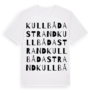Kullbådastrand ordlek t-shirt – ekologisk bomull t-shirt från Pinshirt
