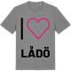 Mid Heather Gray t-shirt med Jag älskar Lådö t-shirt stort tryck