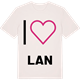 Vintage White t-shirt med Jag älskar Lan t-shirt stort tryck