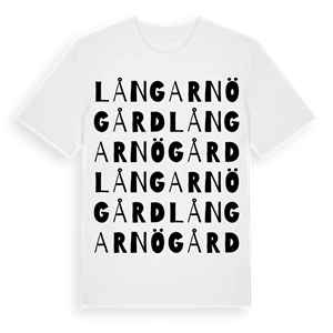 Långarnö gård ordlek t-shirt – ekologisk bomull t-shirt från Pinshirt