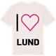 Vintage White t-shirt med Jag älskar Lund t-shirt stort tryck