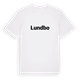 White t-shirt med Lundbo fetstil t-shirt