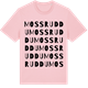 Pink Cotton t-shirt med Mossruddu ordlek t-shirt