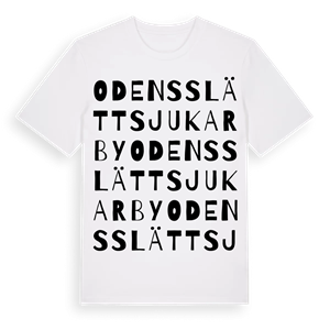 Odensslätt Sjukarby ordlek t-shirt – ekologisk bomull t-shirt från Pinshirt
