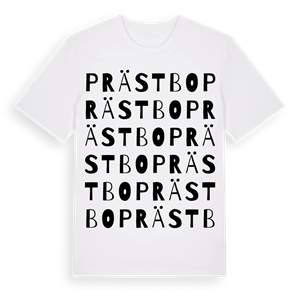 Prästbo ordlek t-shirt – ekologisk bomull t-shirt från Pinshirt