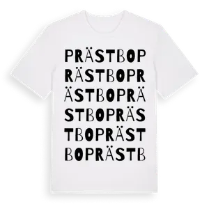 Prästbo ordlek t-shirt – ekologisk bomull t-shirt från Pinshirt