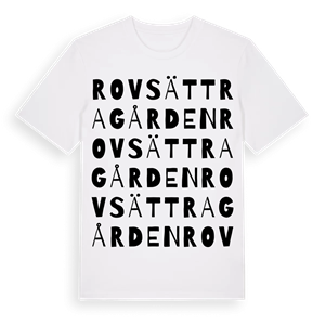 Rovsättragården ordlek t-shirt – ekologisk bomull t-shirt från Pinshirt