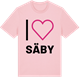 Pink Cotton t-shirt med Jag älskar Säby t-shirt stort tryck