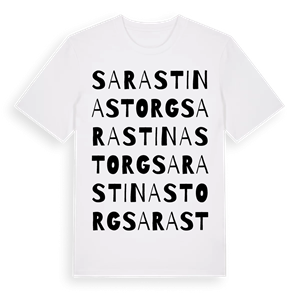 Sara Stinas torg ordlek t-shirt – ekologisk bomull t-shirt från Pinshirt
