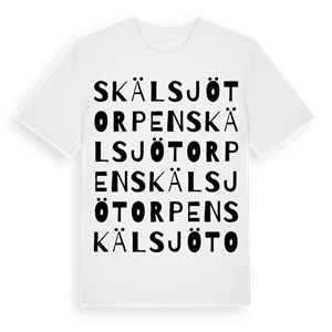 Skälsjötorpen ordlek t-shirt – ekologisk bomull t-shirt från Pinshirt