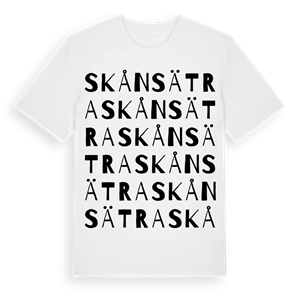 Skånsätra ordlek t-shirt – ekologisk bomull t-shirt från Pinshirt