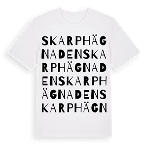 Skarphägnaden ordlek t-shirt – ekologisk bomull t-shirt från Pinshirt