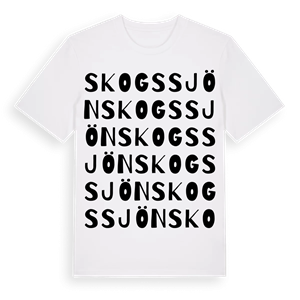 Skogssjön ordlek t-shirt – ekologisk bomull t-shirt från Pinshirt