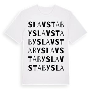 Slavsta by ordlek t-shirt – ekologisk bomull t-shirt från Pinshirt