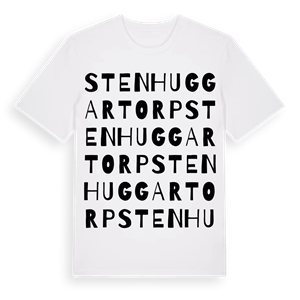 Stenhuggartorp ordlek t-shirt – ekologisk bomull t-shirt från Pinshirt