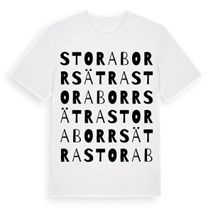 Stora Borrsätra ordlek t-shirt – ekologisk bomull t-shirt från Pinshirt