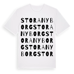 Stora Nyborg ordlek t-shirt – ekologisk bomull t-shirt från Pinshirt
