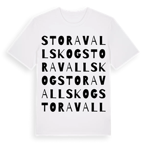 Stora Vallskog ordlek t-shirt – ekologisk bomull t-shirt från Pinshirt