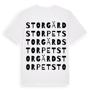 Storgärdstorpet ordlek t-shirt – ekologisk bomull t-shirt från Pinshirt