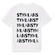 White t-shirt med Stymlan ordlek t-shirt