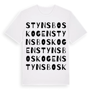 Stynsboskogen ordlek t-shirt – ekologisk bomull t-shirt från Pinshirt