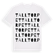 White t-shirt med Talltorpet ordlek t-shirt