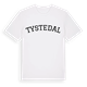 White t-shirt med Tystedal böjd t-shirt