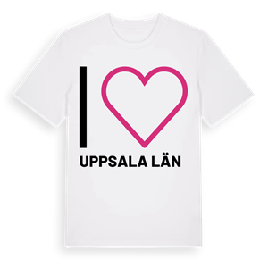 Jag älskar Uppsala län t-shirt stort tryck – ekologisk bomull t-shirt från Pinshirt