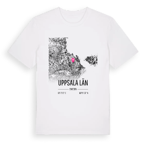 Uppsala län karta t-shirt – ekologisk bomull t-shirt från Pinshirt