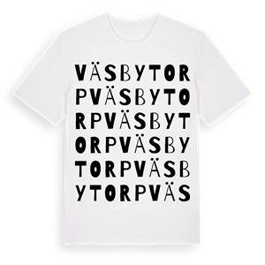 Väsbytorp ordlek t-shirt – ekologisk bomull t-shirt från Pinshirt