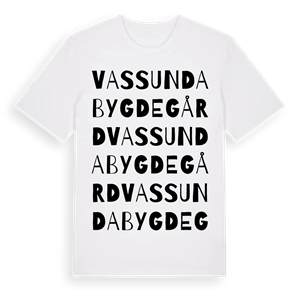 Vassunda bygdegård ordlek t-shirt – ekologisk bomull t-shirt från Pinshirt