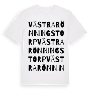 Västra Rönningstorp ordlek t-shirt – ekologisk bomull t-shirt från Pinshirt