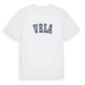 Vela college t-shirt – ekologisk bomull t-shirt från Pinshirt