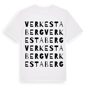 Verkestaberg ordlek t-shirt – ekologisk bomull t-shirt från Pinshirt