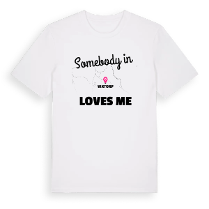 Någon i Vixtorp älskar mig t-shirt – ekologisk bomull t-shirt från Pinshirt