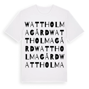 Wattholma gård ordlek t-shirt – ekologisk bomull t-shirt från Pinshirt
