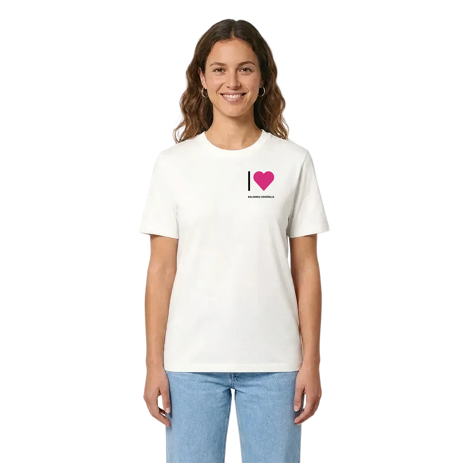Jag älskar Balninkų seniūnija t-shirt litet tryck – White, i miljö