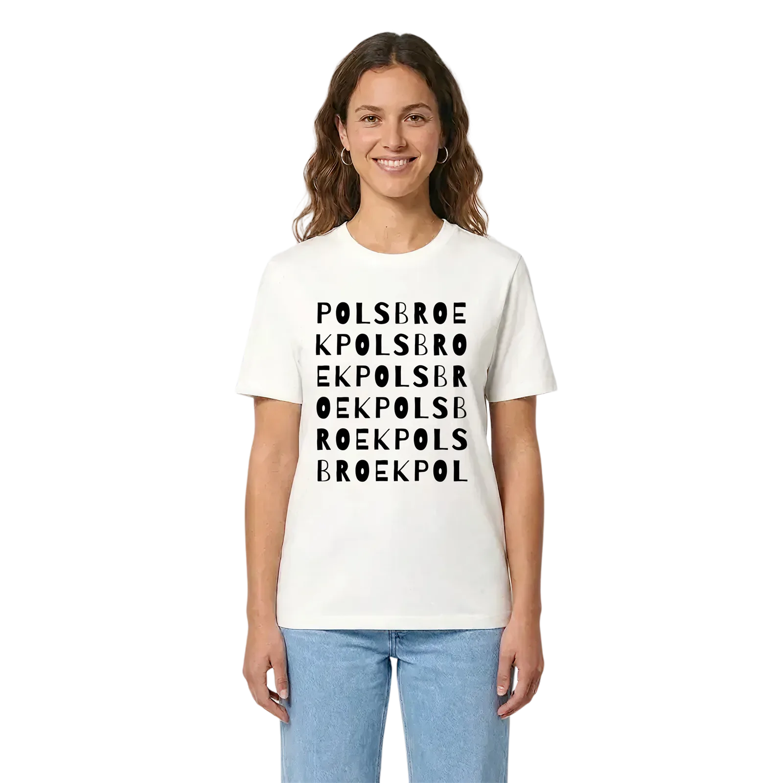 Polsbroek ordlek t-shirt – White, i miljö
