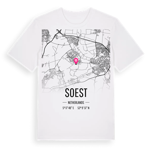 Soest karta t-shirt – ekologisk bomull t-shirt från Pinshirt