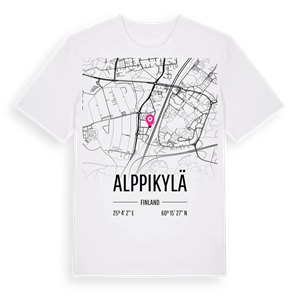 Alppikylä karta t-shirt – ekologisk bomull t-shirt från Pinshirt